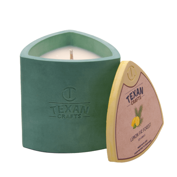 Texan Crafts Lemon Fir Forest Container Candle, Mica Collection, 100% Natural Soy Wax, Hand Crafted, Decorative Jar