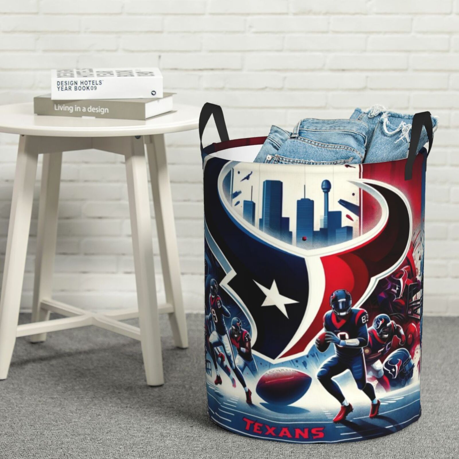 Texans Football Team Round Single-Layer Dirty Clothes Basket Sports ...