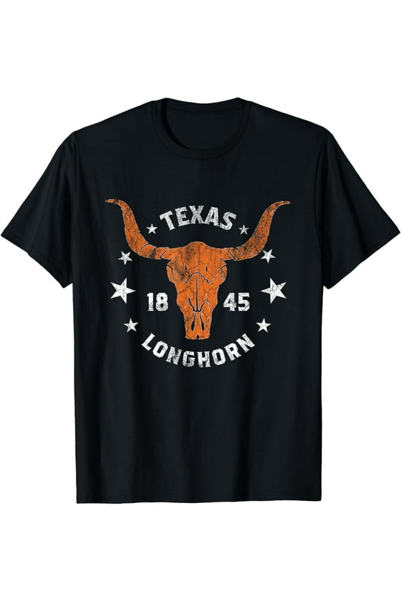 Texas 1845 Vintage Longhorn Cowboy and Rodeo Fan T-Shirt