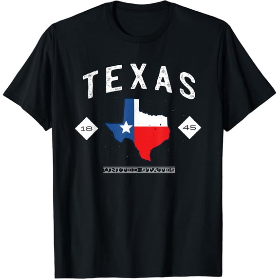 Texas 1845 Vintage United States T-Shirt Black Small