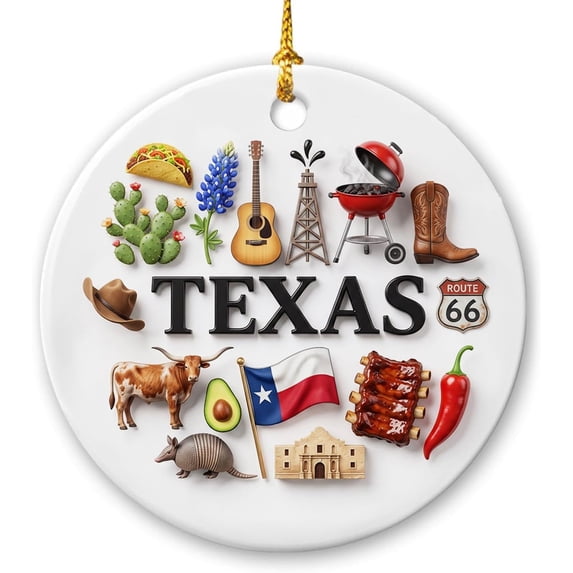Texas 2 D Printed Christmas Ornament with Cultural Icons - Walmart.com