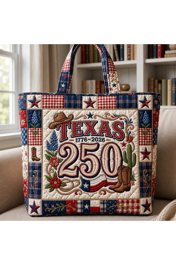 Texas 250 Anniversary Quilted Tote Bag,Flag Travel Tote Bag, 250 Years Freedom Shoulder Bag, 4th of July, Travel Bag