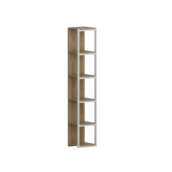 Texas 71” 5 Tier Bookcase, White & Oud Oak