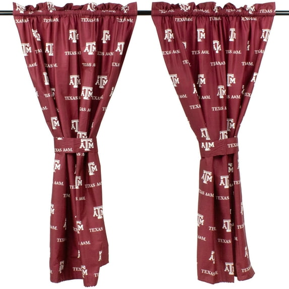 Texas A&M Aggies 100% Cotton, 63" Curtain Panels, Set of 2