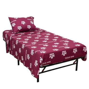 Texas A&M Aggies 100% cotton, 4 piece sheet set - flat sheet, fitted sheet, 2 pillow cases, Full, Team Colors