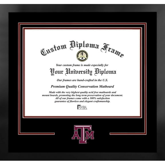 Texas A&M Aggies 16w x 12.5h Spirit Diploma Manhattan Black Frame with Bonus Campus Images Lithograph (value savings $59)