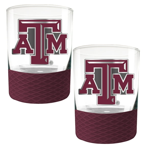 Texas A&M Aggies 2-Pack 14oz. Rocks Glass Set with Silcone Grip