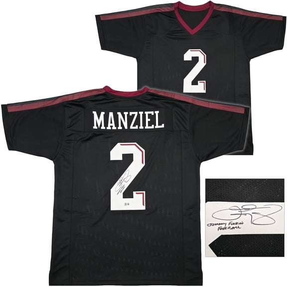 Texas A&M Aggies Johnny Manziel Autographed Black Jersey "Johnny F'cking Football" Beckett BAS Witness Stock #262053