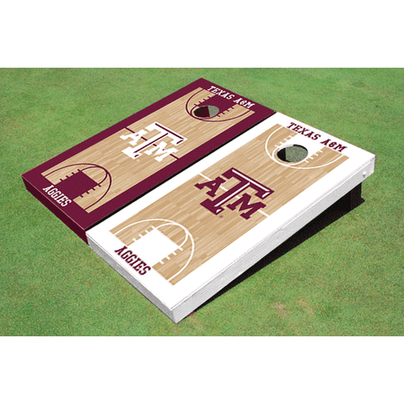 Texas A&M Alternating Basketball Court Custom Cornhole Board