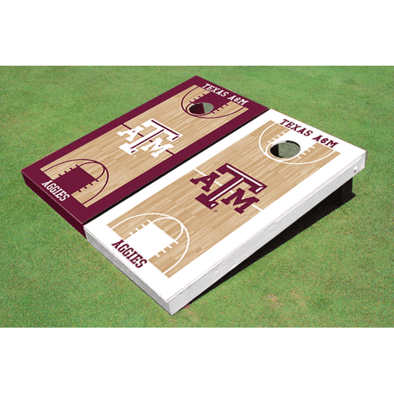 Texas A&M Alternating Basketball Court Custom Cornhole Board