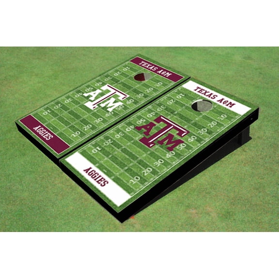 Texas A&M Alternating Football Field Custom Cornhole Board