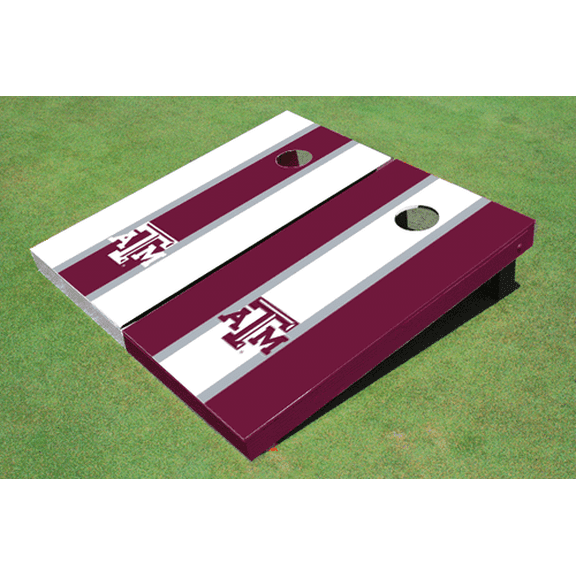 Texas A&M Alternating Long Stripe Cornhole Boards