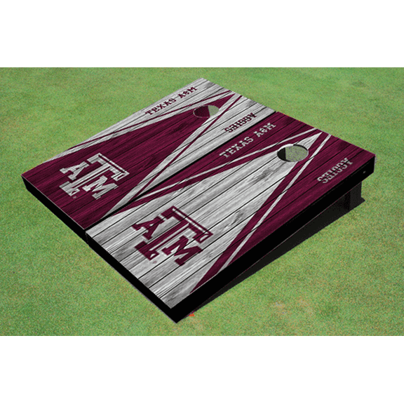 Texas A&M Alternating Wood Look Triangle Cornhole Boards