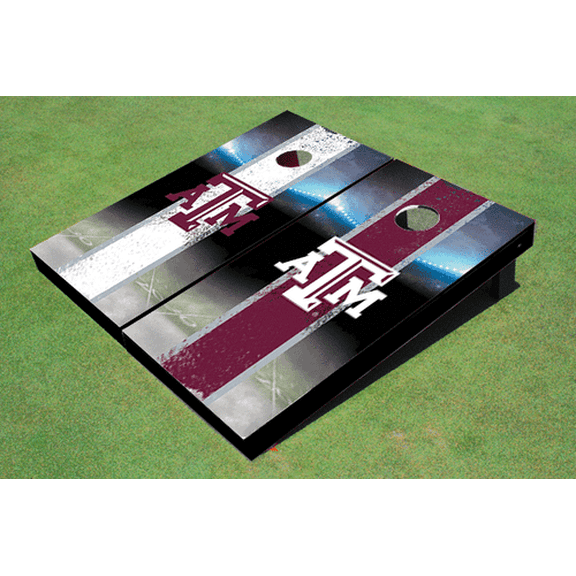 Texas A&M Field Long Strip Alternating Themed Cornhole Boards