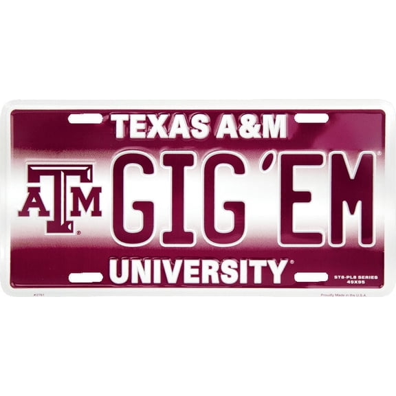 HangTime Texas A&M GIG'EM 6 x 12 Embossed aluminum license plate