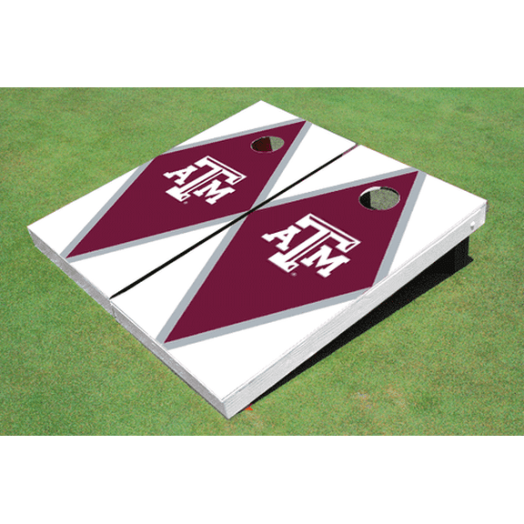 Texas A&M Maroon and White Matching Diamond Cornhole Boards