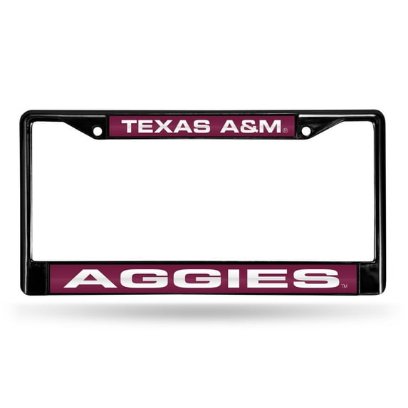 NCAA Rico Industries Laser Cut Inlaid Standard Chrome License Plate Frame, Texas A&M Aggies