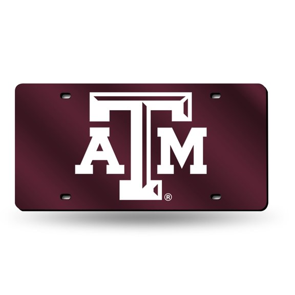 Texas-A&M-Aggie's Red Mirror Look Laser Cut License Plate Auto Tag