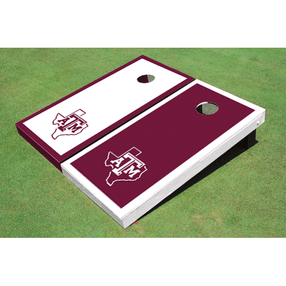 Texas A&M "State Outline" Alternating Border Cornhole Boards