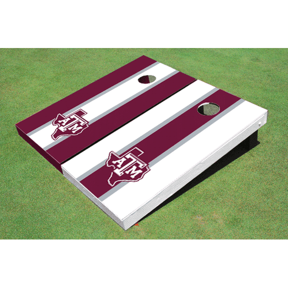 Texas A&M "State Outline" Alternating Long Stripe Cornhole Boards