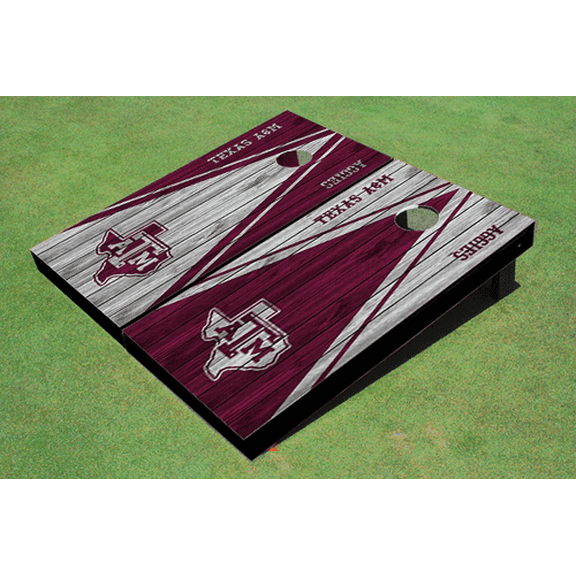 Texas A&M "State Outline" Alternating Wood Look Triangle Cornhole Boards