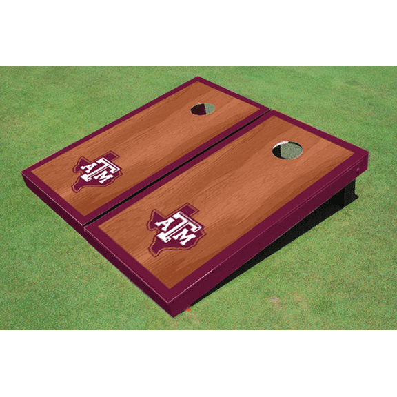 Texas A&M "State Outline" Maroon Rosewood Matching Border Cornhole Boards
