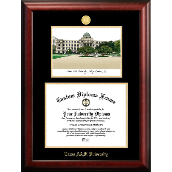 Campus Images TX953LGED Texas A M University 14w x 11h Gold Embossed Diploma Frame Lithograph 12 5 x 16