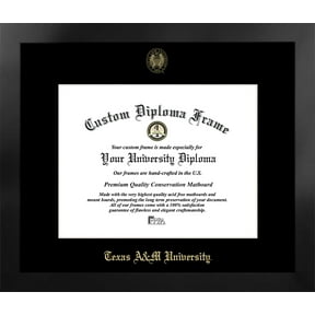 Texas A&M University 16w x 12.5h Manhattan Black Single Mat Gold Embossed Diploma Frame with Bonus Campus Images Lithograph (value savings at $59)