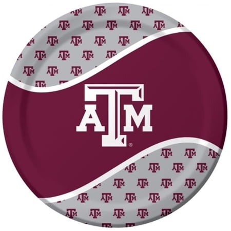 Texas A & M University Round Paper Plates 8 Count for 8 Guests