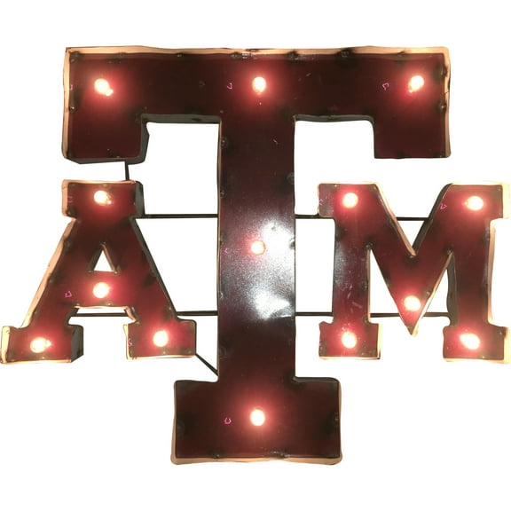 Texas AM Logo Lighted Recycled Metal Wall Decor