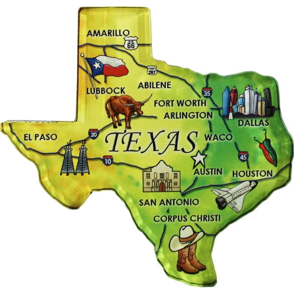 Texas Acrylic State Map Magnet