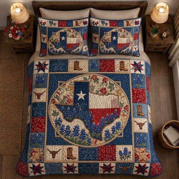 Texas Amber Glow 3-Piece Quilted Bedding Set BTO440