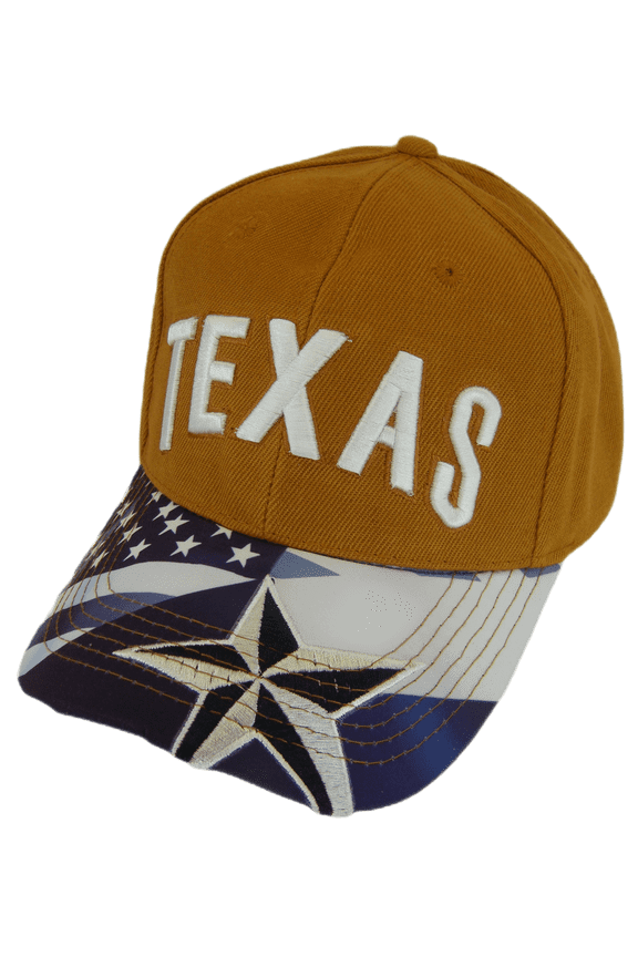 Texas American Flag Adjustable Baseball Cap (Orange)
