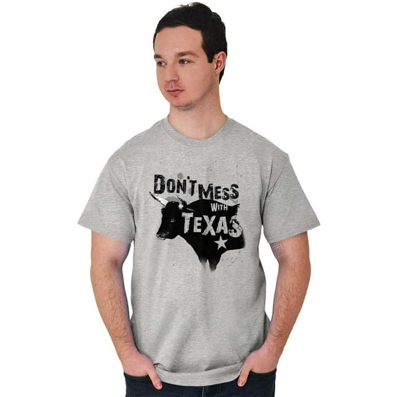 Texas Attitude Cool TX Cow Steer Bull Plus Size Crewneck Graphic Tee Shirt Brisco Brands 2X