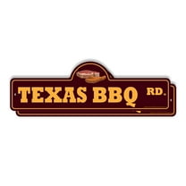 Texas BBQ (2 Pack) Plastic Street Sign - 6 Inch X 18 Inch Gift Food Barbecue Grilling Meat Party Rustic Decor Festival Outdoor Event Fun