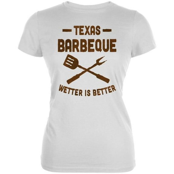 Texas Barbeque Wetter is Better Juniors Soft T Shirt White X-LG