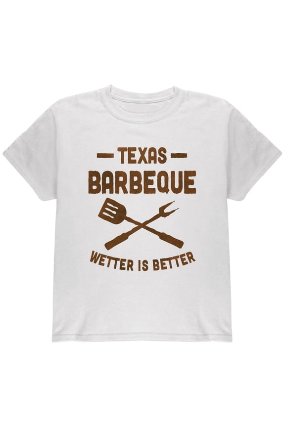 Texas Barbeque Wetter is Better Youth T Shirt White YMD