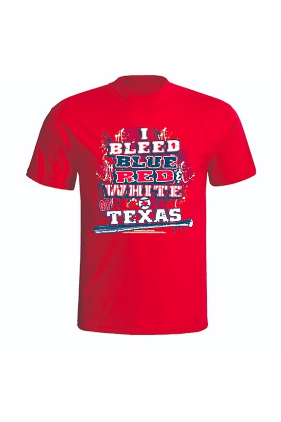 "I Bleed Blue & Red GO Texas!" Red T-Shirt