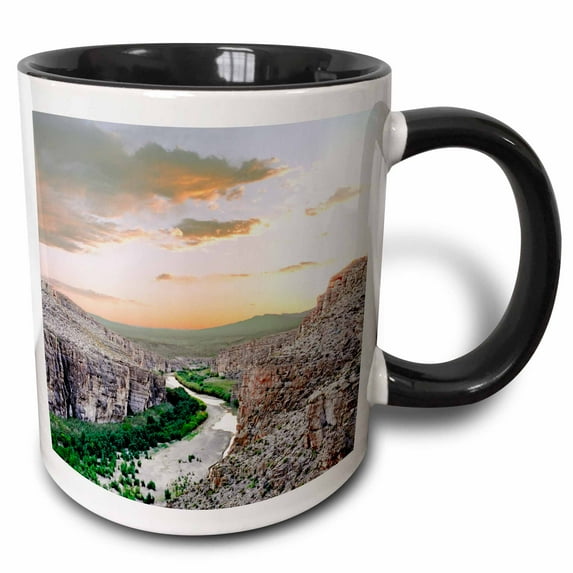 3drose, Texas, Big Bend National Park. Rio Grande River - Us44 Lno0075 - Luc Novovitch, 11oz Two-tone Black Mug