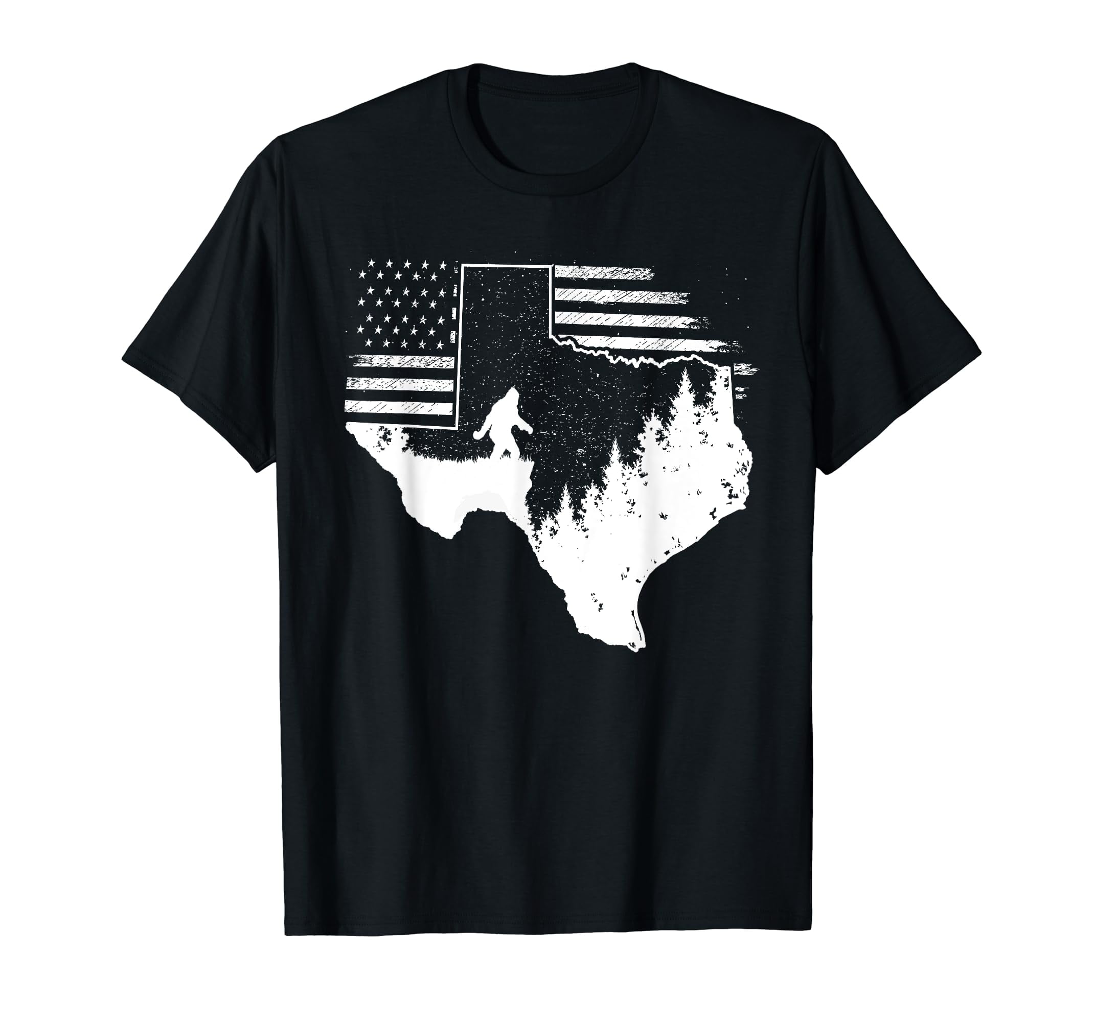 Texas Bigfoot American Flag USA Sasquatch Texas State Pride TShirt
