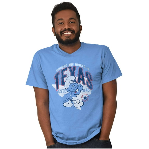 Texas Bigger Funny Lone Star Smurfs Men's Graphic T Shirt Tees Brisco Brands M