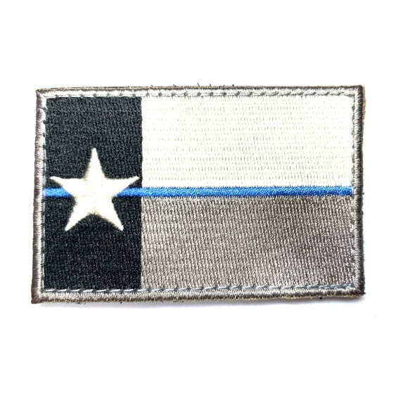 Texas Black Grey Thin Blue Line Morale Patch Hook & Loop Police