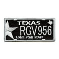 thumbnail image 1 of Texas Black License Plate Logo Patch RGV 956 Embroidered Iron On, 1 of 2
