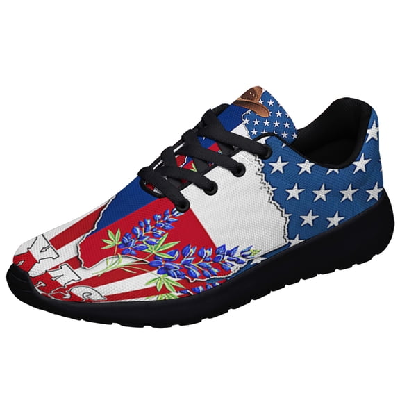 Texas Bluebonnet American flag Shoes Sneakers Black Size 12