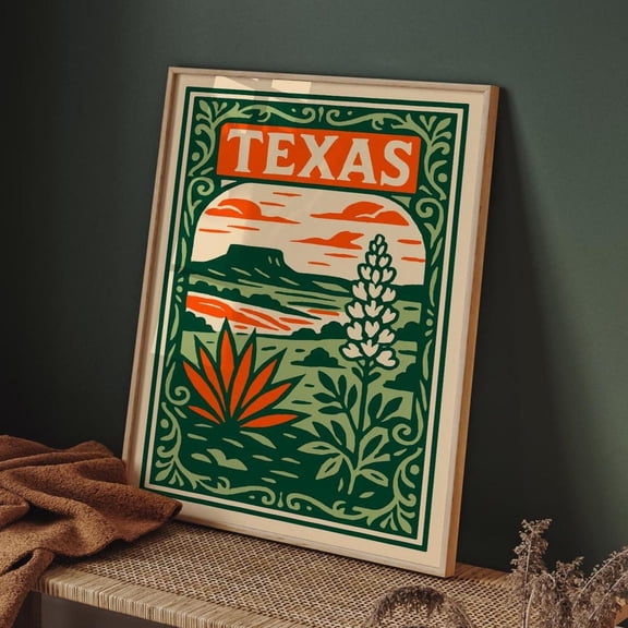Texas Bluebonnet Desert Sunset Unframed Paper Print