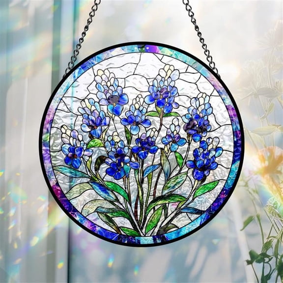 Texas Bluebonnet Glass Suncatcher, State Flower Window Hanging, Floral Gift, 3.5 in