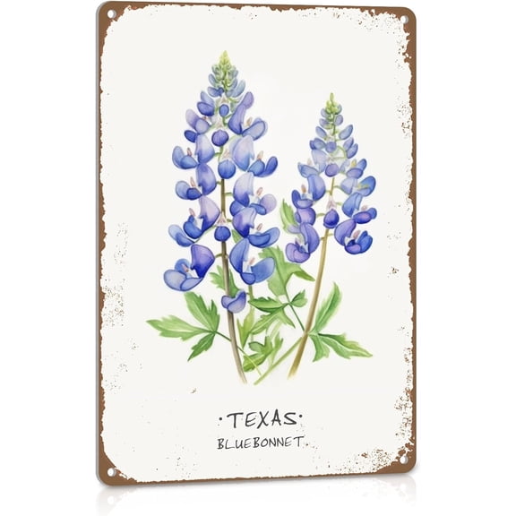 Texas Bluebonnet Metal Sign Vintage Decoration Home Bedroom Office Bar Cafe Club Wall Decor Retro Tin Sign 12 X 8 Inch