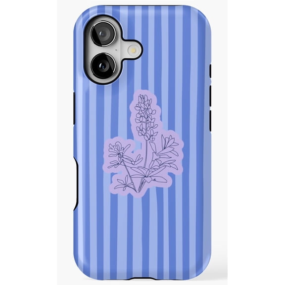 Texas Bluebonnet Spring Stripe Phone Case for iPhone 11 12 13 14 15 16 17 Pro Max