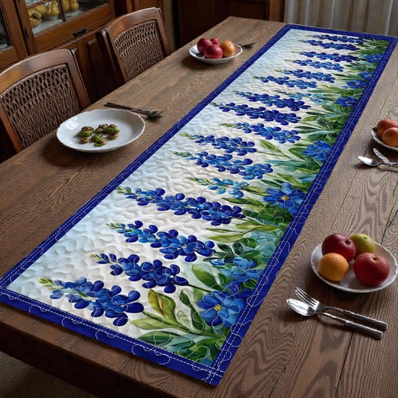 Texas Bluebonnet Table Runner, Quilt Table Runner, Bluebonnet Flower Decor, Texas Wildflower Table Runner, Farmhouse Table Decor