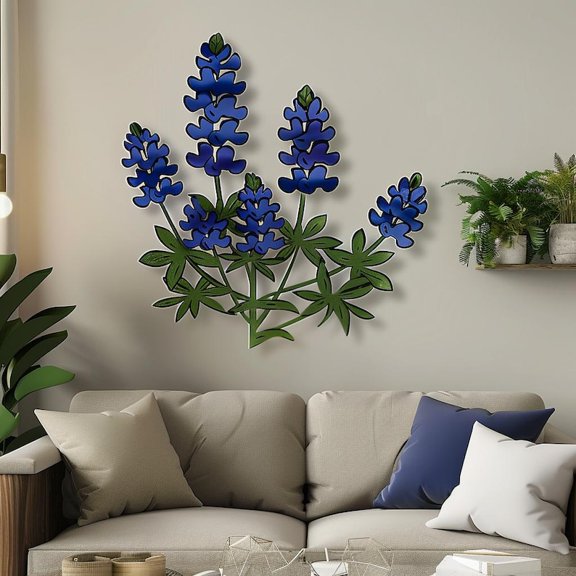 Texas Bluebonnet Wildflower Metal Wall Art Sculpture Decorative Wall Decor